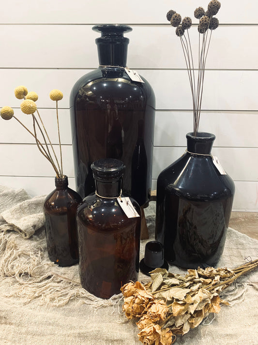 Vintage Amber Bottle - Large