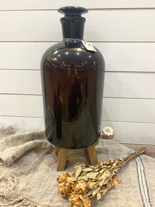 Vintage Amber Bottle - Large